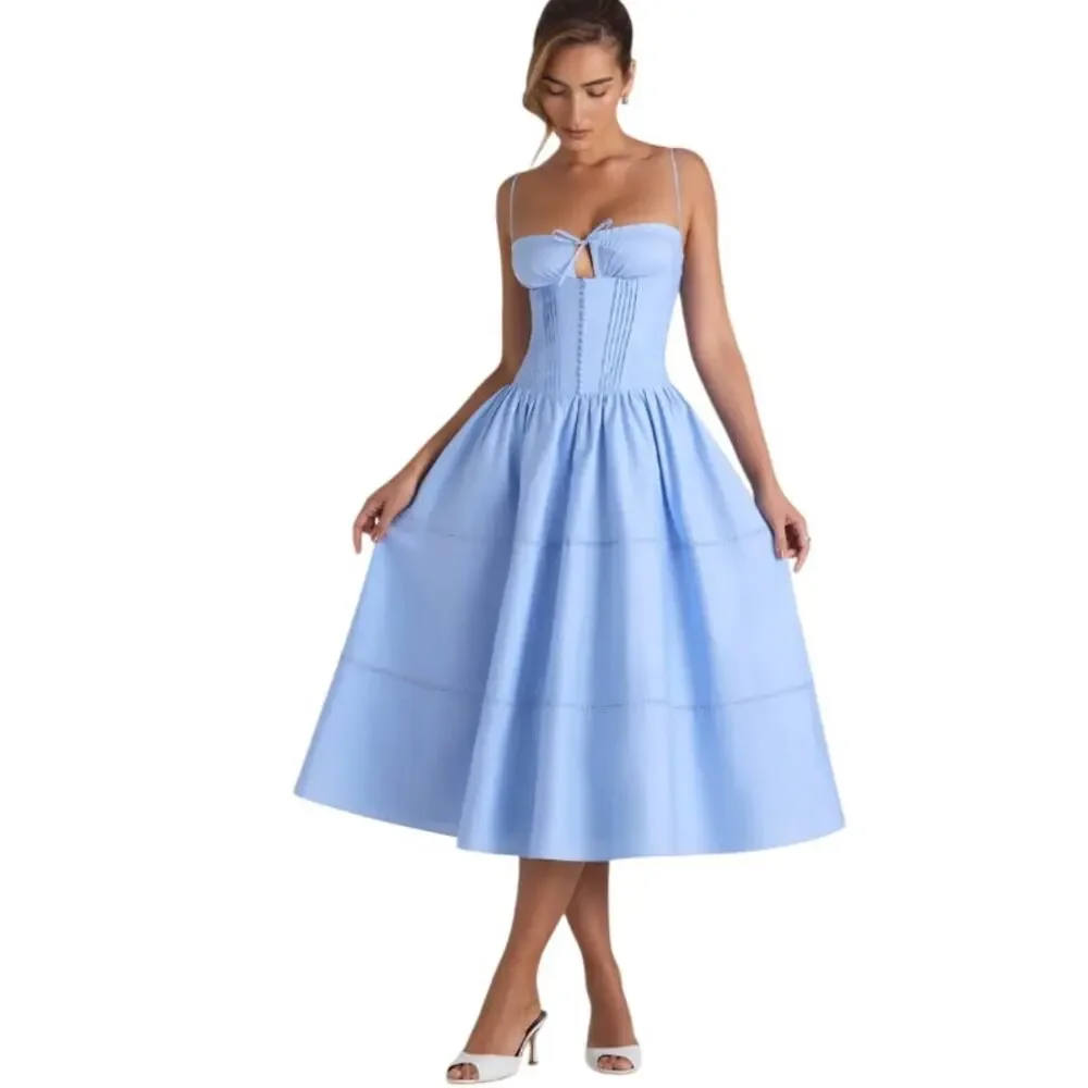 oh polly blue prom dress Oh Polly | Dresses | Oh Polly Lacetrim Pintucked Poplin Midi Dress Powder  Blue Cotton Tiered Sz8